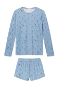 Pima Crew Long-Short Set in Serene Blue Adeline Floral