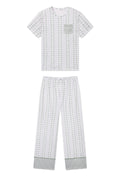 Pima Crew Wide Leg Pajama Set in Comfrey Garden Arbor
