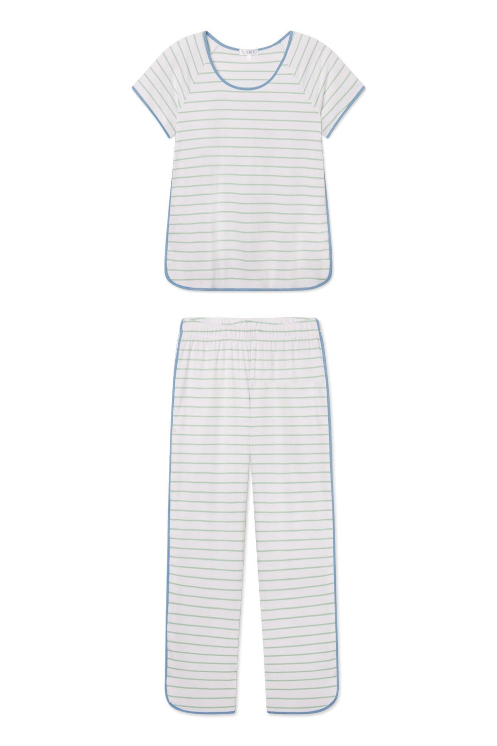 Pima Short-Long Set in Parisian Green Club Stripe