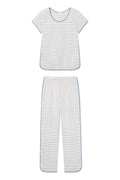 Pima Short-Long Set in Parisian Green Club Stripe