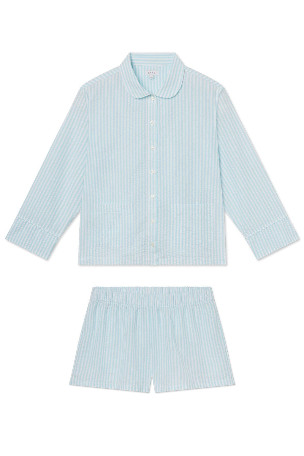 Georgie Pocket Shorts Set in Salt Spray Seersucker