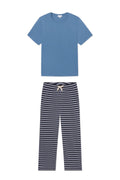 Men's Pima Sleep Short-Long Set in Eclipse Stripe