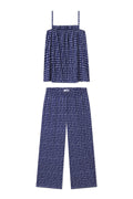 Pima Ruffle Pants Set in Blue Depths Brushed Check