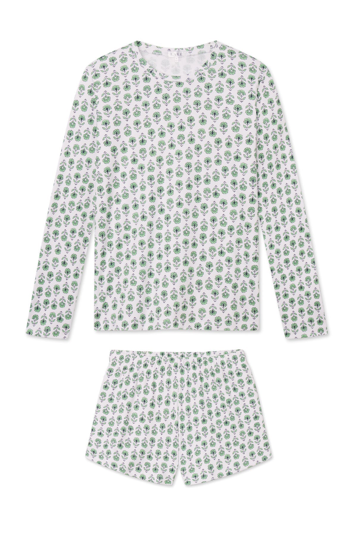 Pima Crew Long-Short Set in Field Green Sprig