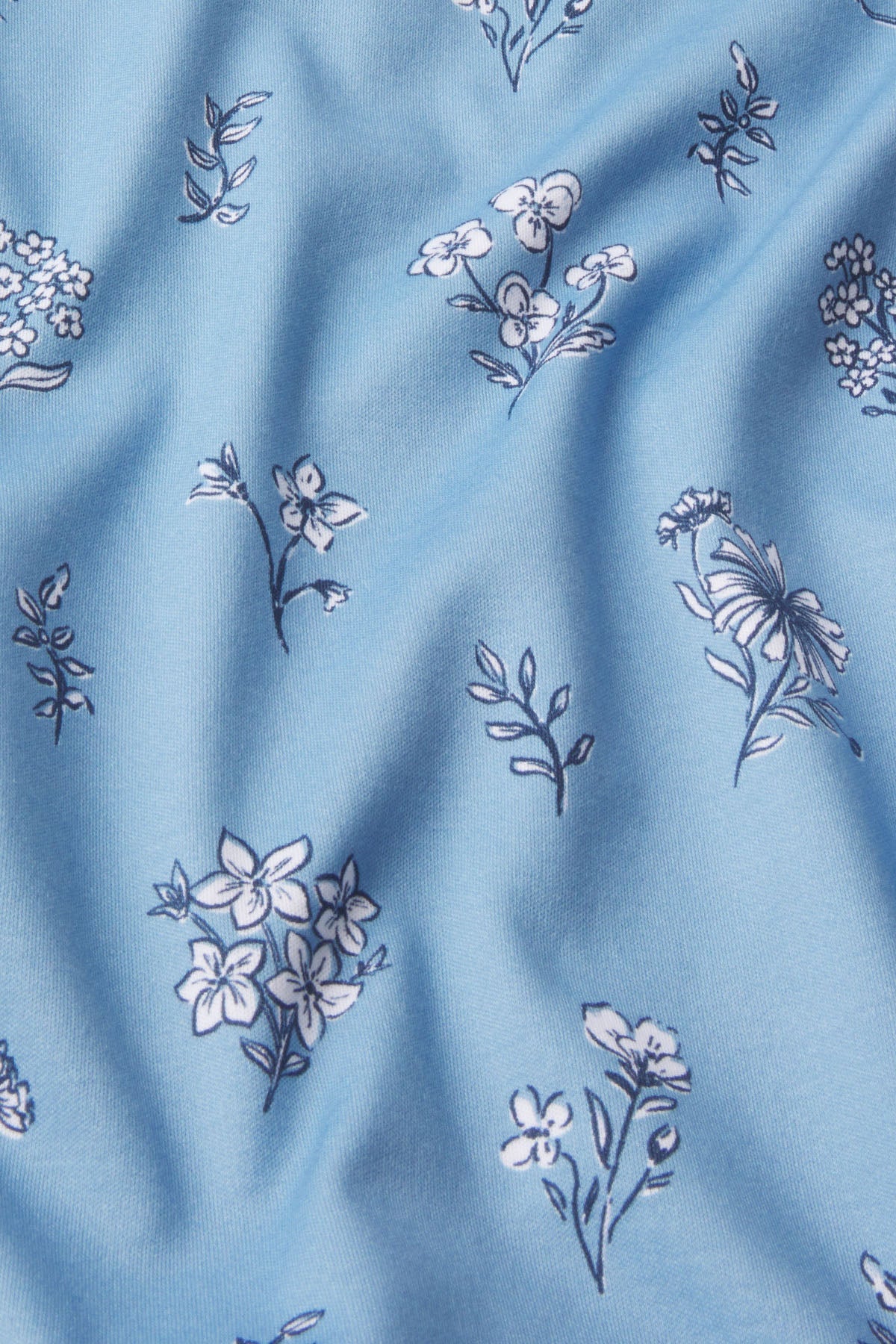 Pima Crew Wide Leg Pajama Set in Serene Blue Adeline Floral