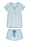 Pima Maternity Shorts Set in Salt Spray Heritage Stripe