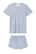Pima Crew Shorts Set in Delft Blue Garden Floral