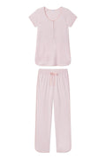Pima Maternity Short-Long Set in English Rose Stripe