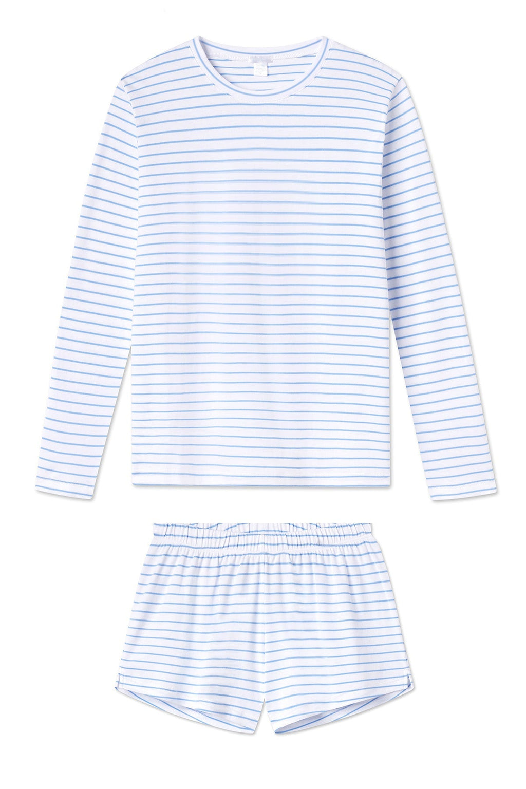 Pima Crew Long-Short Set in Baltic Blue