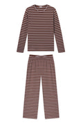 Pima Crew Long-Long Set in Cocoa Triple Stripe
