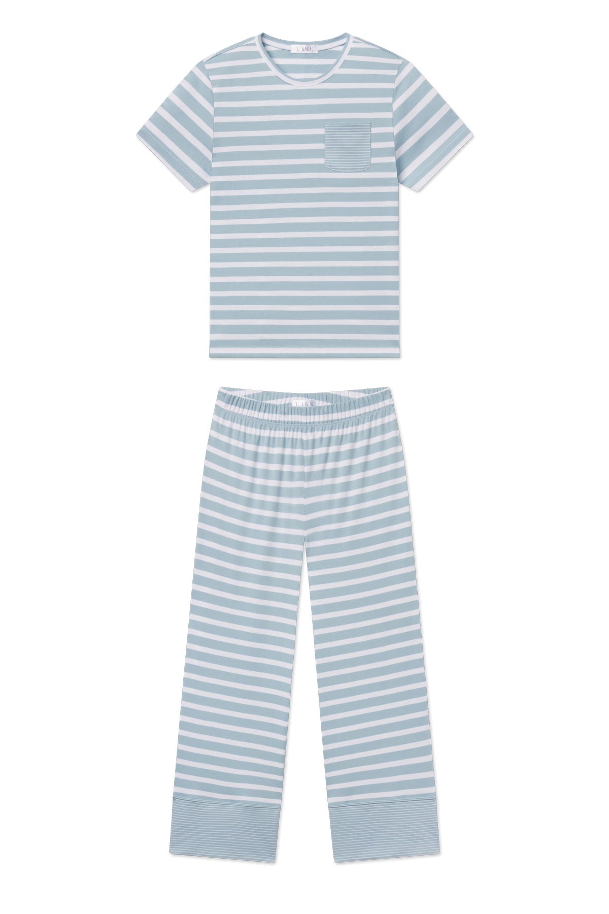 Pima Crew Wide Leg Pajama Set in Mixed Seabrook Stripe