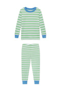 Kids Long-Long Set in Field Green Hull Stripe