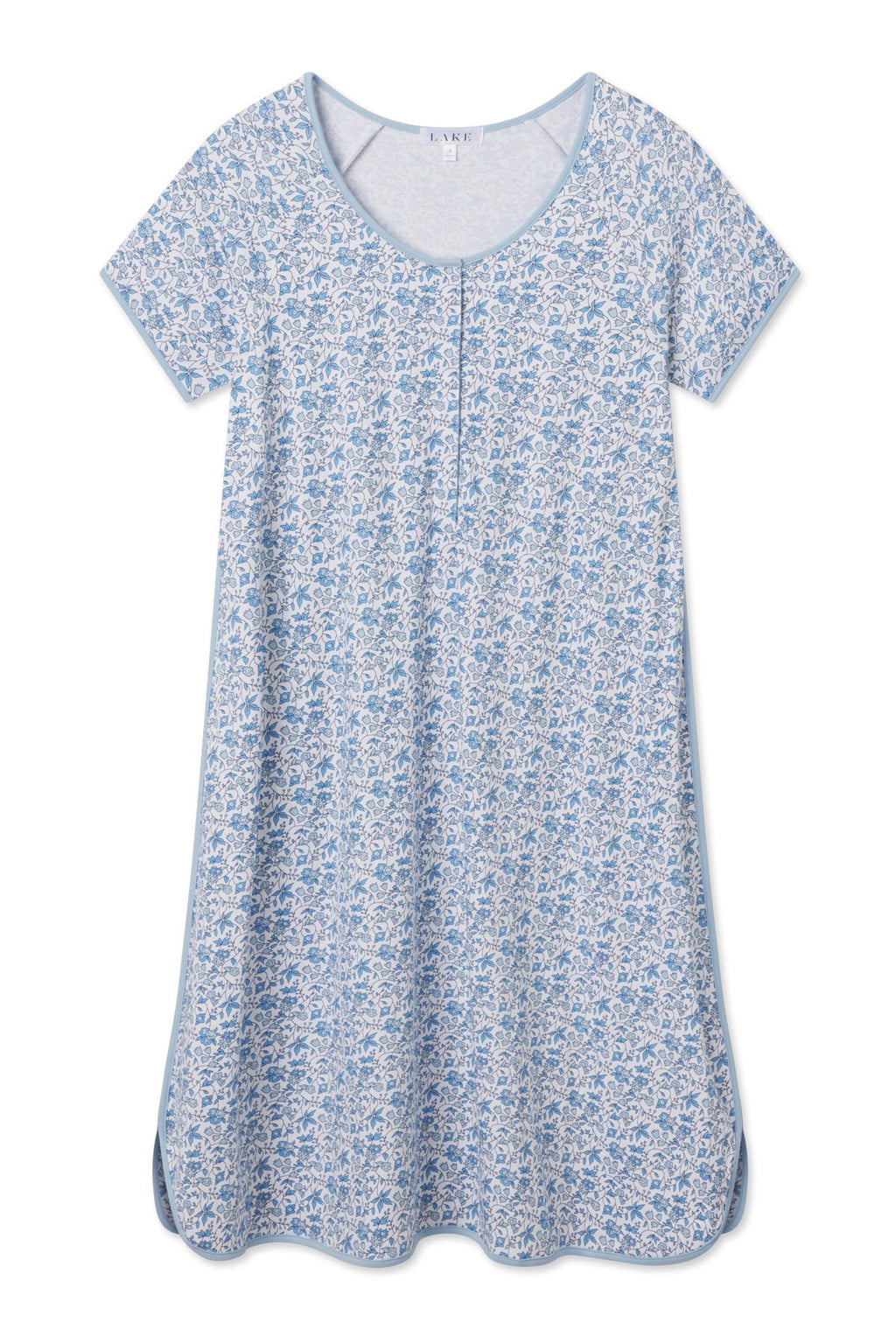 Pima Maternity Nightgown in Delft Blue Garden Floral