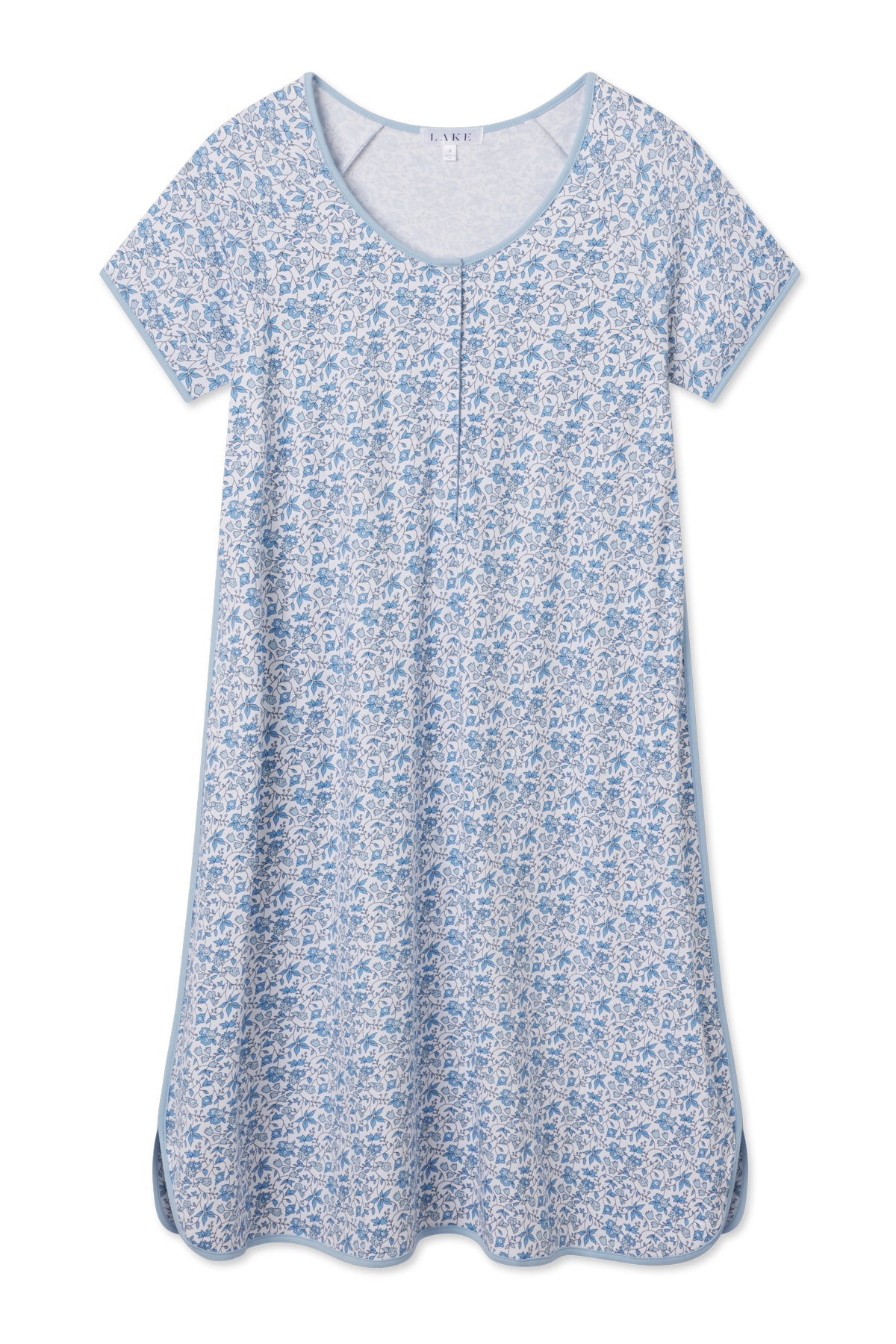 Pima Maternity Nightgown in Delft Blue Garden Floral