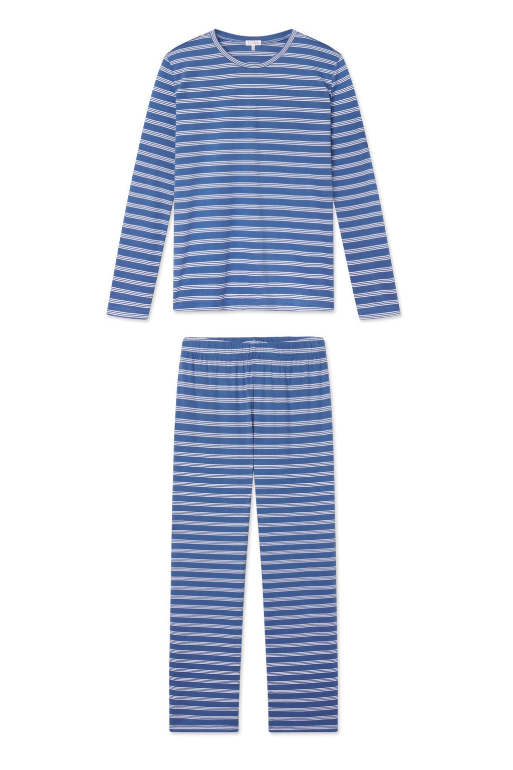 Pima Crew Long-Long Set in Seaport Triple Stripe