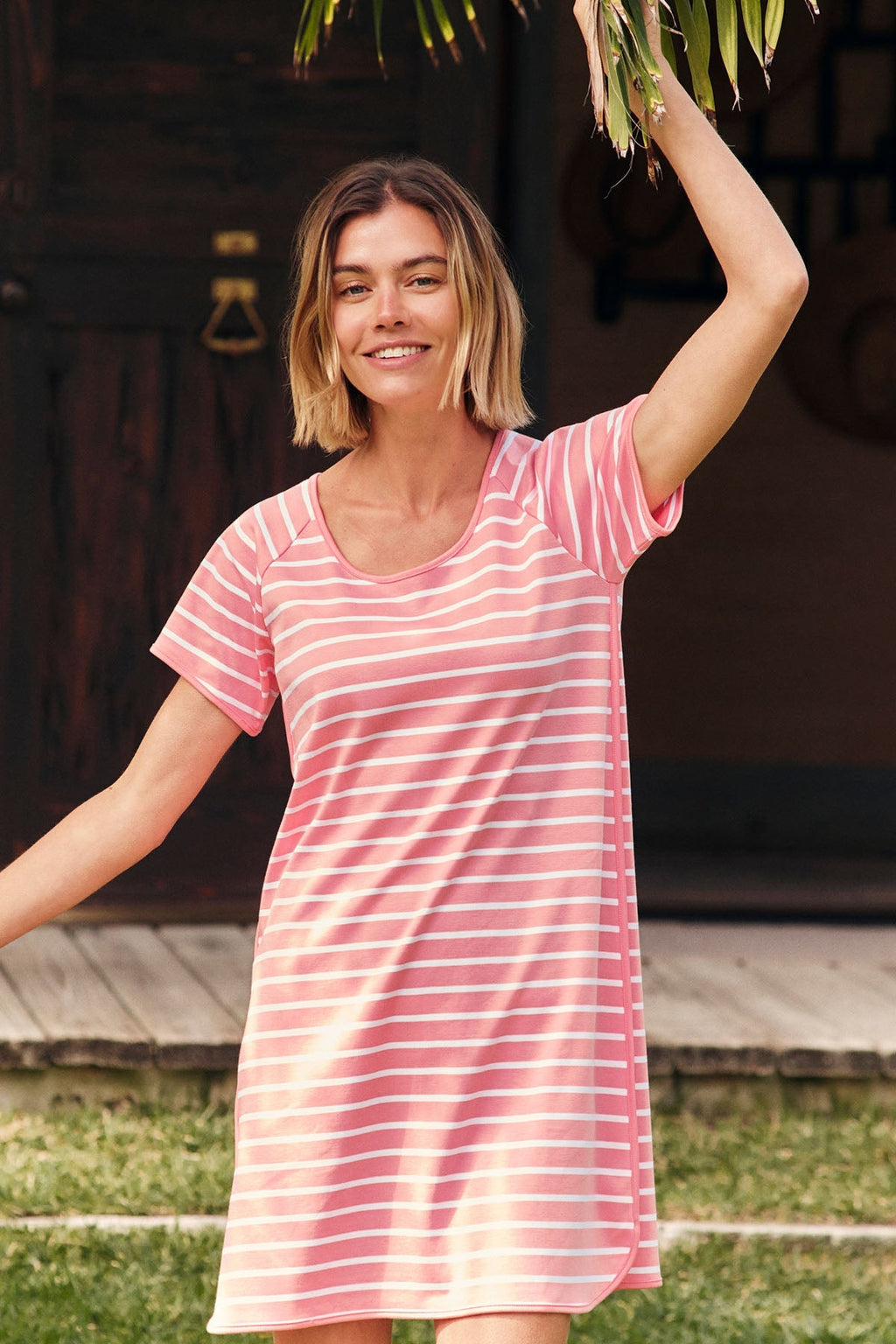 Pima Nightgown in Gelato Inverse Anchor Stripe