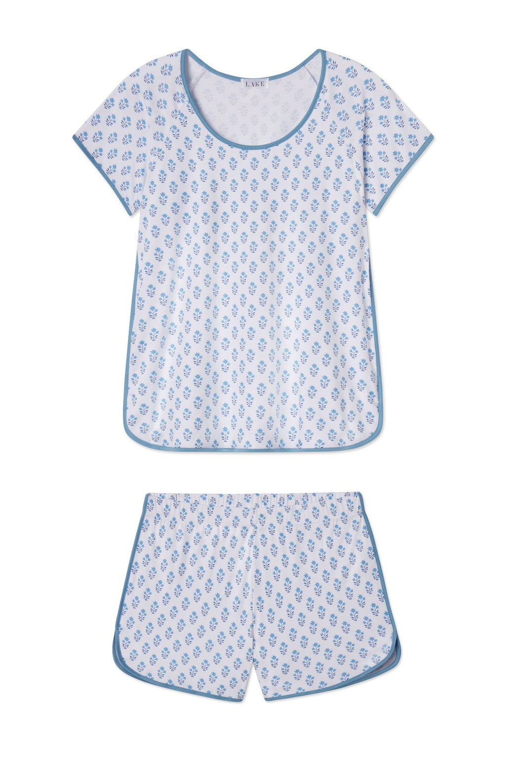 Pima Shorts Set in Serene Blue Posy
