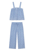 Hamptons Pants Set in Lapis Dot Gauze