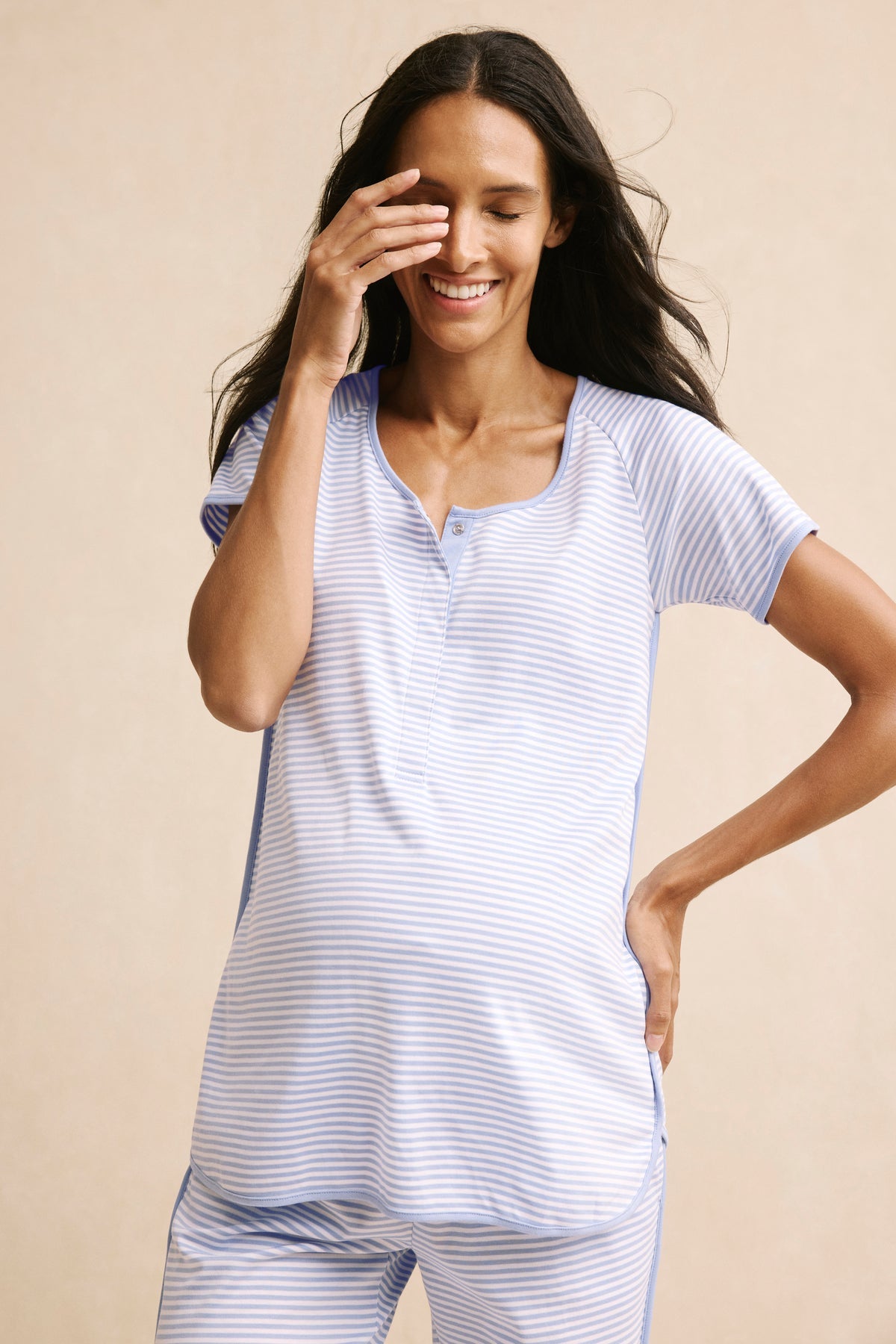 Pima Maternity Short-Long Set in Hydrangea