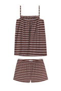 Pima Ruffle Shorts Set in Cocoa Triple Stripe