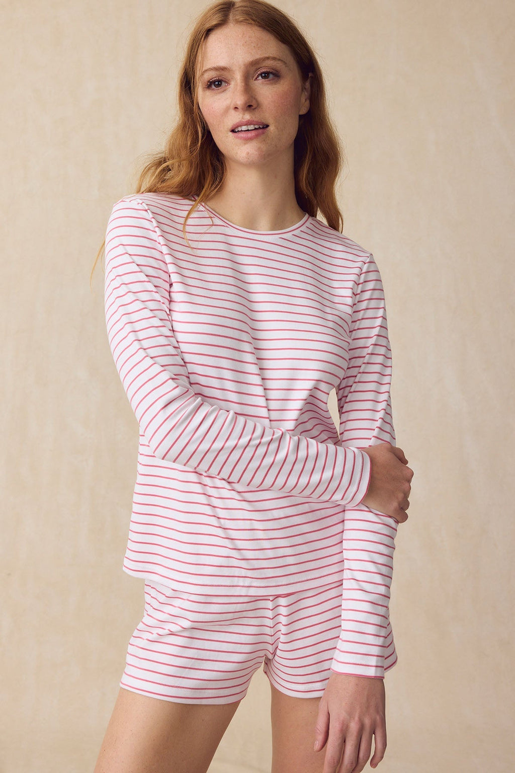 Pima Crew Long Sleeve Bundle in Winterberry Rowing Stripe